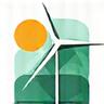 Icon depicting solar panels and wind turbines